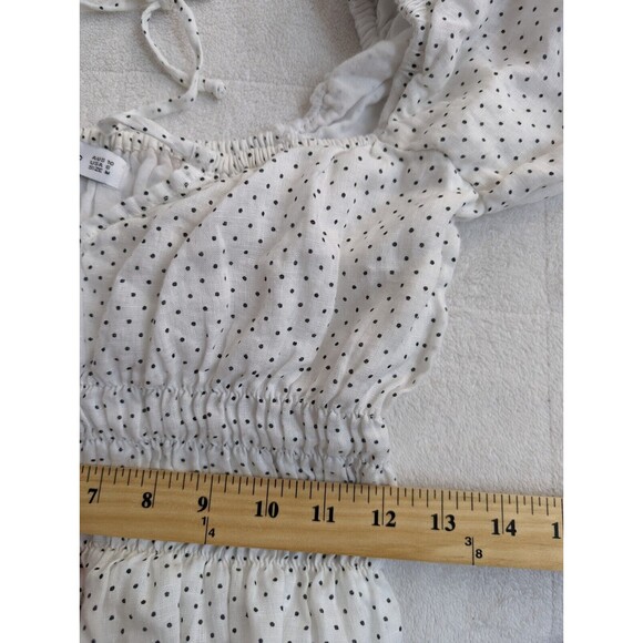 Faithfull the Brand linen White Midi Dress polka dot size 6 - Picture 5 of 14